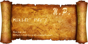 Mikló Pál névjegykártya